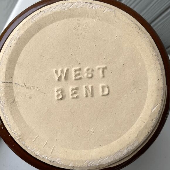 VTG West Bend Brown Glazed Pot Canister Chrome Lid 8.5” Mid Century - Picture 9 of 13